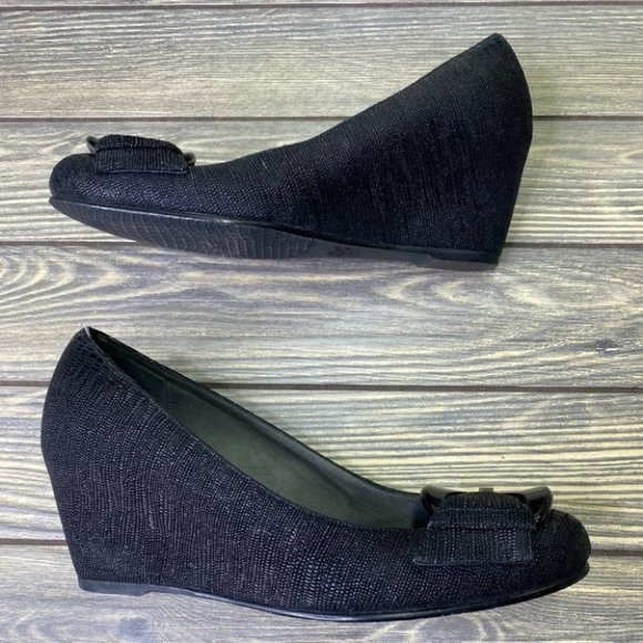 Stuart Weizman Black Covered Wedges - Picture 2 of 8